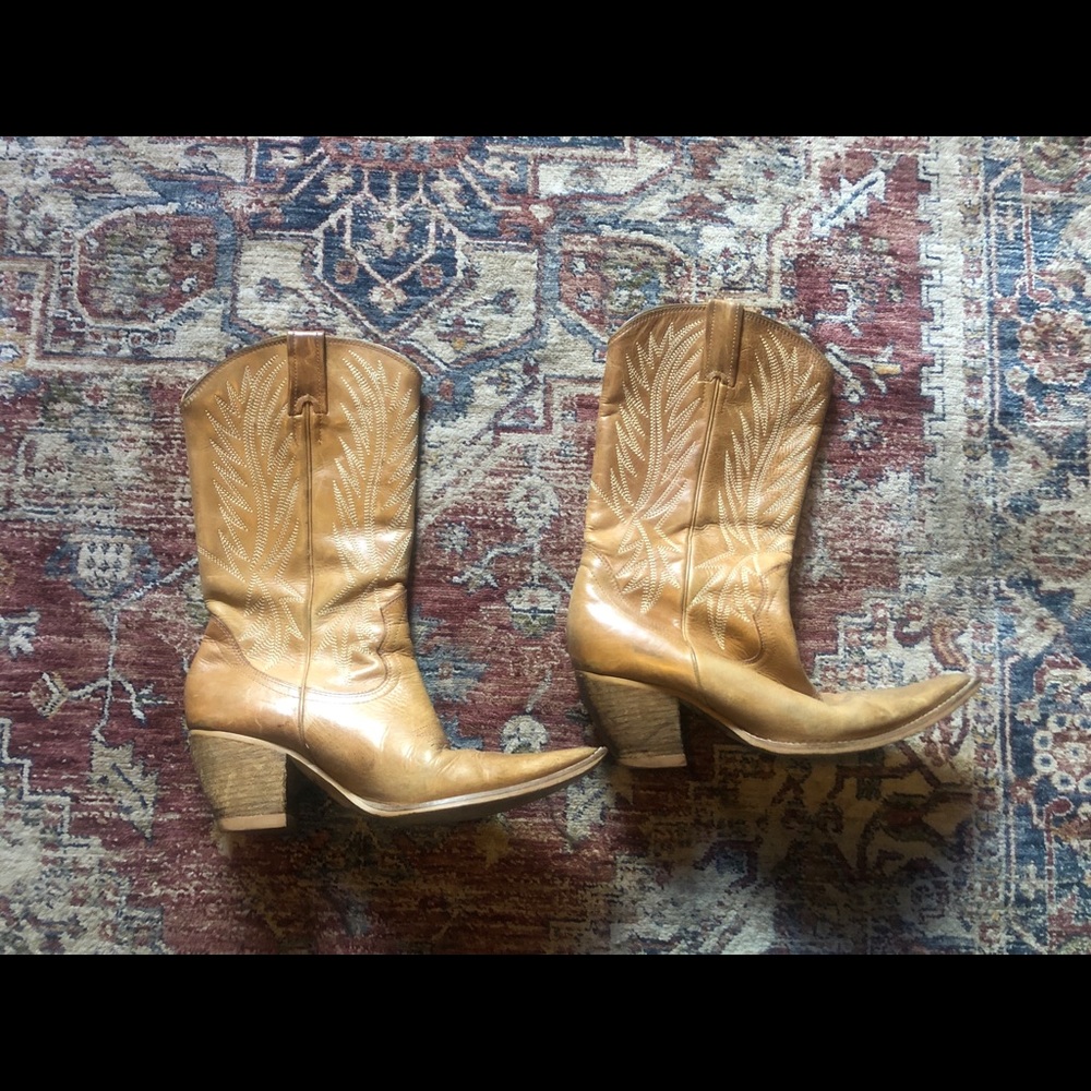 Vintage Cowboy Boots Tan Size 8.5